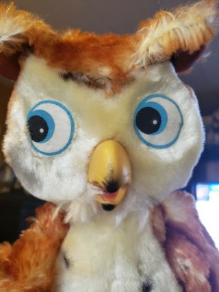 Rubber Face Owl Winnie The Pooh Plush,  Rare,  Vintage 60s Era Toy