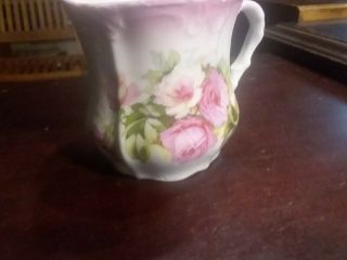 Antique Vintage Mustache Shaving Mug Cup Hand Painted Roses