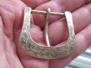 Fine Engraved Antique Victorian Solid Sterling Silver Belt Buckle Man Or Woman