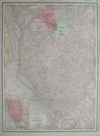 1901 Map Buffalo Pan - American Exposition York State Insane Asylum