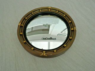 Small Round Vintage Porthole Convex Mirror With Balls.