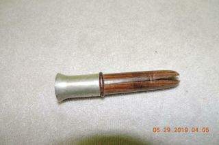 Antique Elam Fisher Type Duck/Goose Call Tongue Pincher Wood w/Tin Trumpet 3
