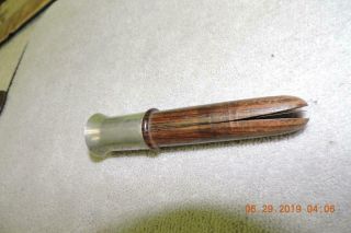 Antique Elam Fisher Type Duck/Goose Call Tongue Pincher Wood w/Tin Trumpet 4