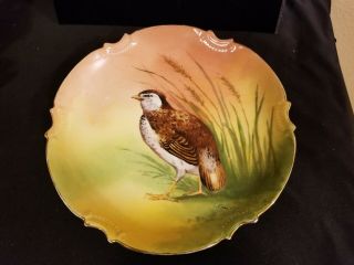 Antique A Coronet Limoges Game Bird Plate A Coronet Limoges 10 "