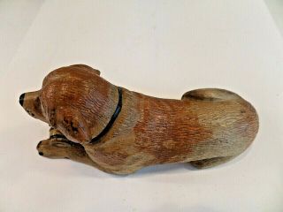ANTIQUE EARLY 20thC BLACK FOREST HAND CARVED ST.  BERNARD MOUNTAIN DOG WITH BARREL 7