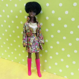 Vintage Topper Dawn Doll - Dale With Green Eyes In Checkerboard Dawn Fashion