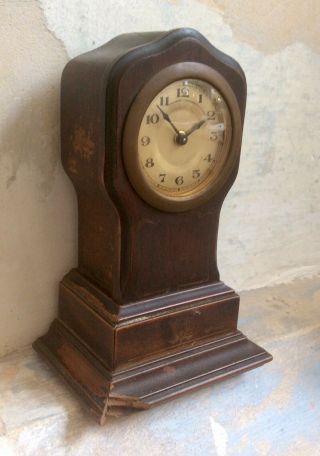 Antique Vintage Miniature Carved Wood Grandfather Clock,  Wind Up Movement,  Ornate