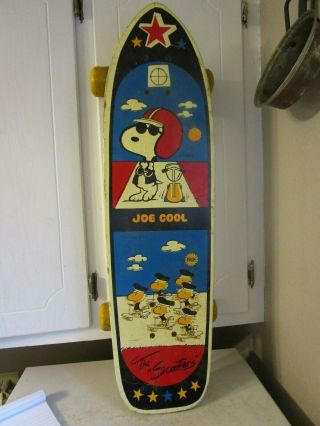 Vintage Snoopy & Woodstock Joe Cool & " The Scooters " Nash Skateboard Peanuts 80s