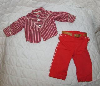 Vintage Terri Lee Doll Western Cowboy Outfit Red Shirt & Pants Belt Tagged 1950s