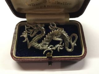 Antique Silver Marcasite Dragon Brooch