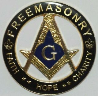 Freemason Faith,  Hope,  Charity Cut Out Car Emblem In Black & Gold