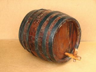 Old Antique Primitive Wooden Wood Barrel Keg Canteen Cask Pail Wine Early 20th