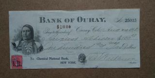 Antique Bank Check Ouray,  Colorado