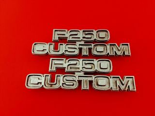 1973 - 1979 Ford F - 250 Custom Side Fender Metal Emblem Oem Badge Symbol Set 1978