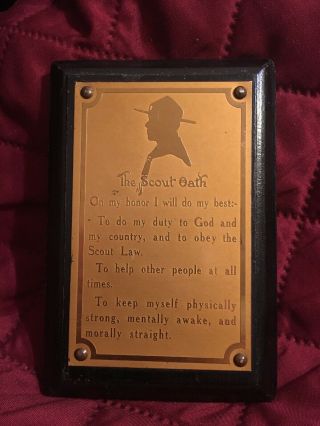 Antique,  Vintage,  Small,  Boy Scouts Of America Oath Plaque