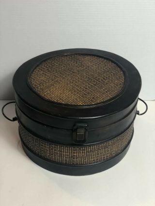 Vintage Round Hat Box / Train Case Antique Suitcase