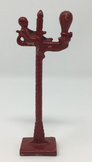 Vintage Dollhouse Miniature Kilgore Red Cast Iron Lamp Post Gas Light