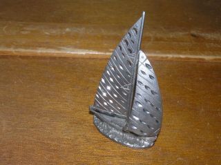 Vintage Spoontiques 1987 Marked Carved Pewter Metal Sail Boat Figurine – Marked