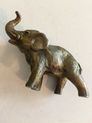 Vintage Heritage Pewter Miniature Elephant Figurine Trunk Up 2”x3” Euc
