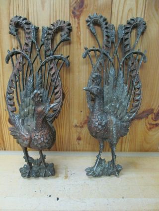 Cast Metal Pheasants Or Peacock Wall Hanging Décor Plaques – Mexico Vintage