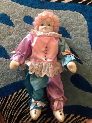 Vintage Clown Pierrot Porcelain Cloth Victoria Ashlea Musical Doll 767/1500