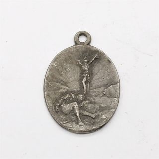 Antique Solid Silver In Memoriam Ww1 Soldiers Memory Mourning Pendant