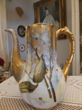 Antique H & Co.  Limoges,  France Coffee/chocolate/tea Pot,  Hand Painted
