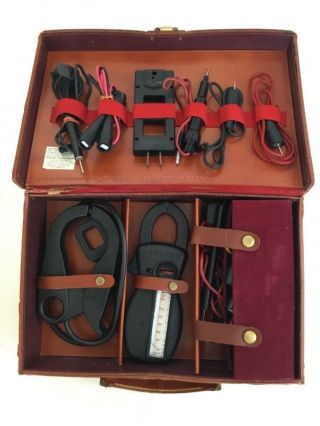 Vintage Amprobe Test Master Clamp Meter With Leads In Leather Case