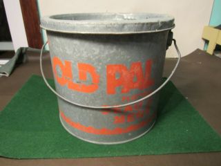 Vintage Old Pal Minnow Bucket Orange Galvanized 8 Qt Floating Bait Pail