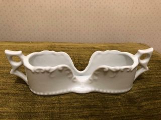 Antique White Porcelain Or China Stacking Spoon Holder Scrollwork Design