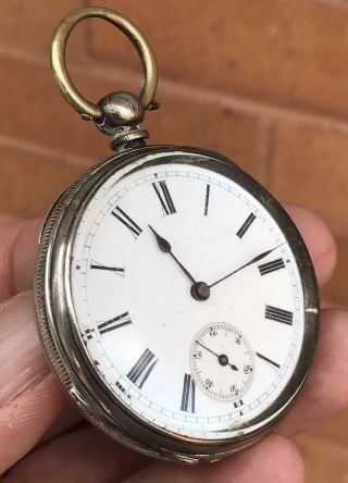A Gents Old Antique Solid Silver Swiss Made Open Face Pocket Watch,  Birm 1900s.
