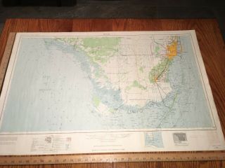 Miami Fl.  Everglades 1966 Usgs Topographical Geological Map 34 " X22 "