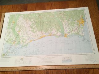 Mobile Al.  Ms.  La.  1970 Usgs Topographical Geological Map 34 " X22 "