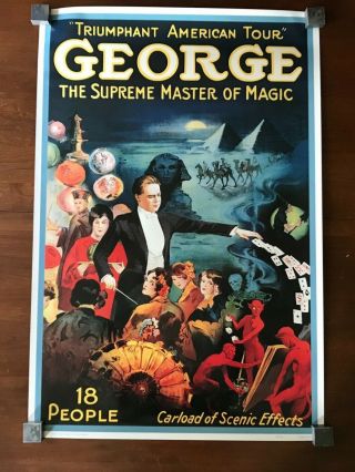 George The Supreme Master Of Magic Vintage Style Poster Lithograph 24 X 36