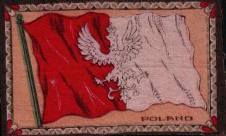 C 1910 Poland Antique Cigarette Tobacco Felt Blanket Flag 6.  5 " X 4 "
