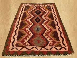 Hand Knotted Vintage Traditional Turkish Wool Kilim Area Rug 4.  5 x 3.  0 FT (3935) 2