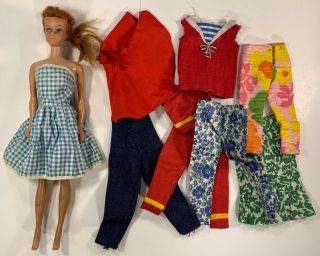 Vintage 1958 Barbie 1962 Midge Red Head Doll Figure Japan W Dress Extra Clothes