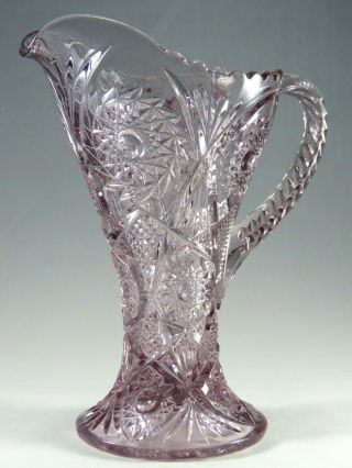 Antique Eapg Imperial Glass Pitcher 348 Solarized Amethyst Hobstar Arches Fans