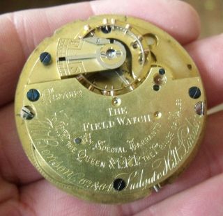 Antique J W Benson The Field Watch Maker To The Queen Pocket Watch Movement.