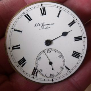 ANTIQUE J W BENSON THE FIELD WATCH MAKER TO THE QUEEN POCKET WATCH MOVEMENT. 2