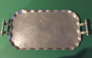 Farber & Shlevin Large 21 " Aluminum Serving Tray Hand Wrought 1455.