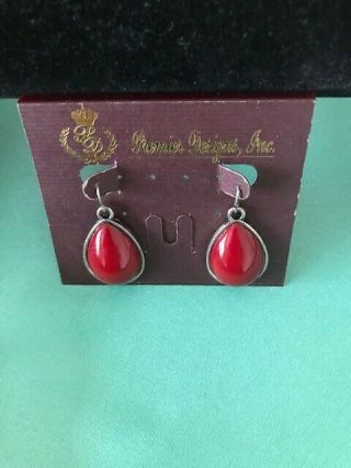 Premier Designs Jewelry Antiqued Silver And Red Earrings