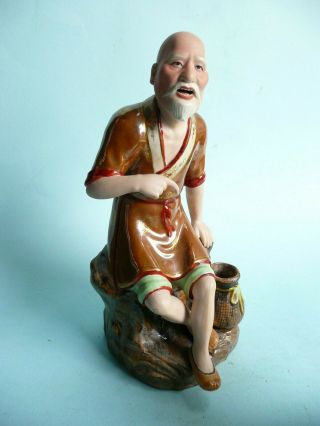 20th Century Chinese Porcelain Figure Sage Seated On A Rock. .  Ref.  1876
