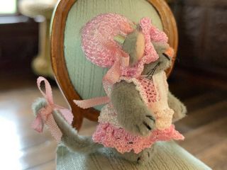 Artisan Miniature Dollhouse Vintage Tiny Baby Mouse Silk Velvet Tina Richardson 3