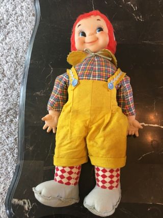Vintage Large 22” Stuffed Boy With Plastic Face And Hands.  Exc