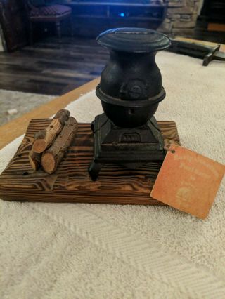 Antique Canada Forge Advertising Cast Iron Pot Belly Stove Coin Bank