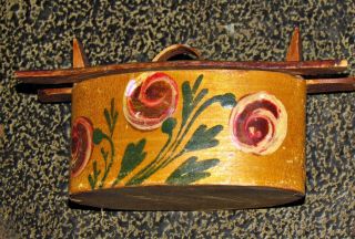 Antique Vintage Folk Art Handmade Hand Painted Mini Swedish Wedding Box Sweden