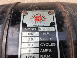 Antique Packard General Motors Model 6229 Sunlight 115v 1/4hp Electric Motor 6
