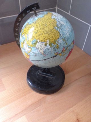 Vintage 1950s 1960s Reliable Series Tin Plate World Globe Made In England