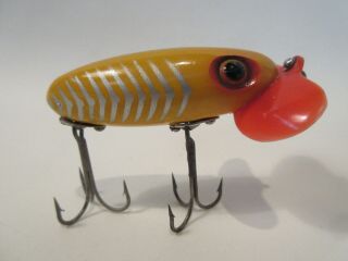 Vintage Arbogast 5/8 Oz Jitterbug Wwii Era Plastic Lip Yellow 12 Ribs